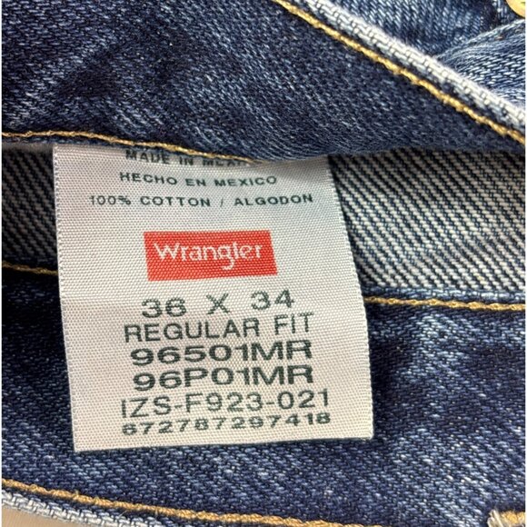Wrangler Mens Regular Fit Jeans 36x34 Blue Denim Straight Leg - Picture 4 of 4